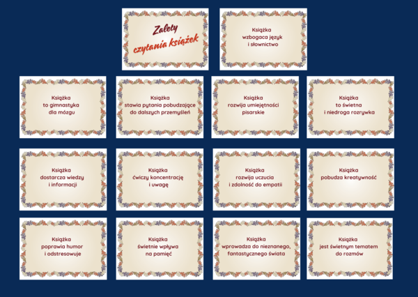 ZALETY CZYTANIA KSIĄŻEK – gazetka – biblioteka – język polski – 14 stron – wersja 4