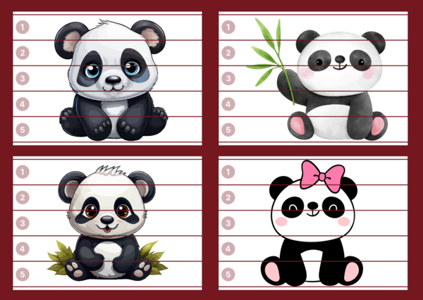 DZIEŃ PANDY – puzzle – biblioteka – świetlica – przedszkole – 12 wersji