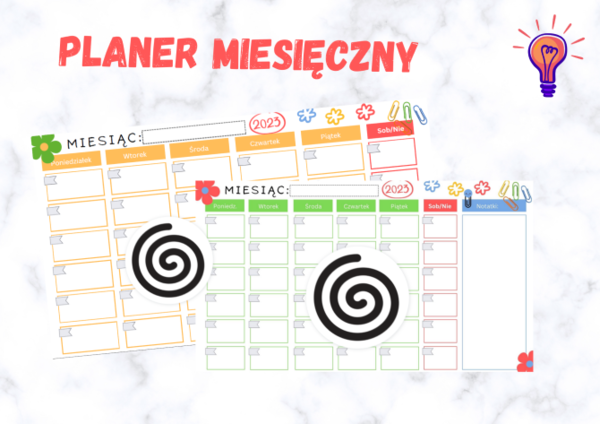 Miesięczny planer pracy - do uzupełniania