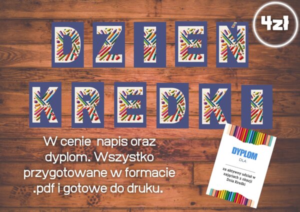 Dzień Kredki - napis + dyplom