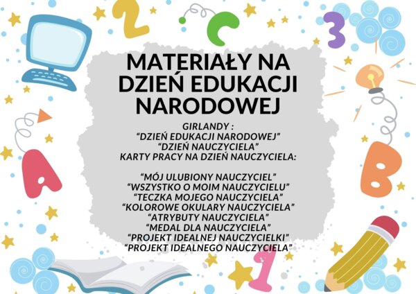 ZESTAW NA DZIEŃ EDUKACJI NARODOWEJ I DZIEŃ NAUCZYCIELA - KARTY PRACY