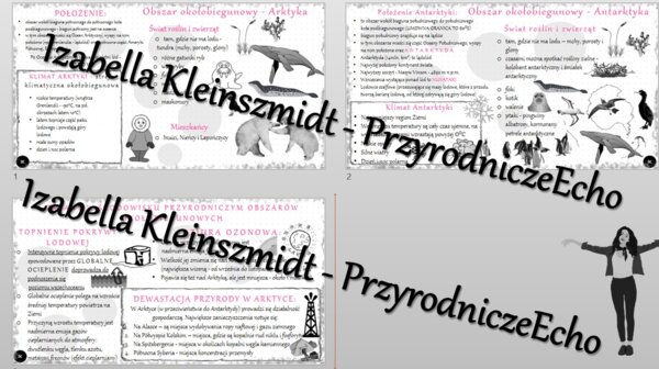 Sketchnotki - notatki „Środowisko przyrodnicze Arktyki i Antarktyki” wykonana w power point do edycji. Geografia 8; „Obszary okołobiegunowe”