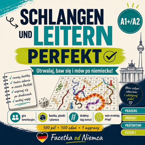 Schlangen und Leitern – Perfekt bez nudy | gra komunikacyjna A2 | 100 zdań