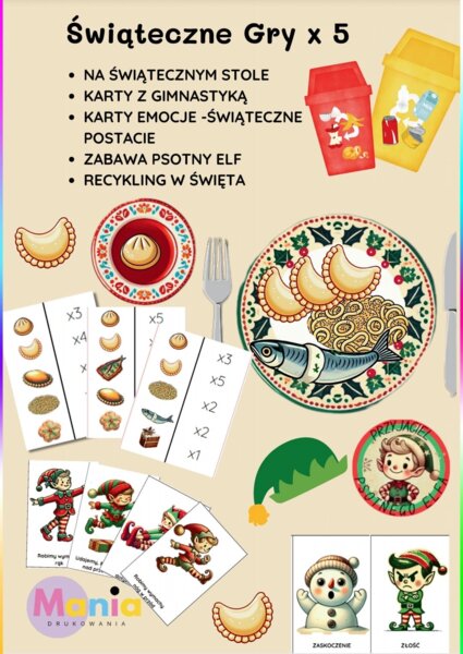5 Gier Świątecznych Mania Drukowania- Boże Narodzenie