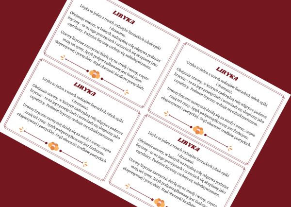 LIRYKA - wklejka - kl.4-8 - egzamin - powtórzenie