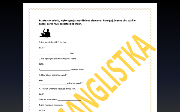 Powtórka przed maturą - 17 zdań do transformacji ze słowem kluczem