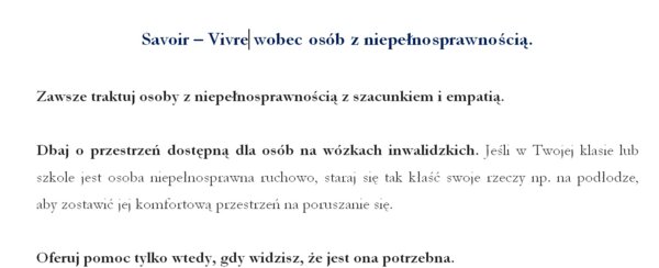 Międzynarodowy dzień Osób z Niepełnosprawnością. Savoir - vivre.