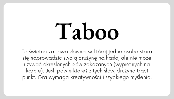 POWTÓRKA DO EGZAMINU -TABOO - JĘZYK POLSKI