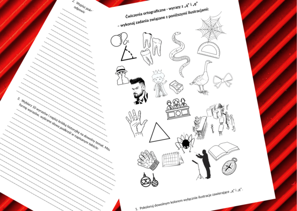 Ortografia – wyrazy z „ą", "ę" – karta pracy