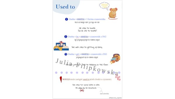 Used to/ Get used to/ Be used to/ Zestaw zadań/ Teoria i Praktyka/ Teoria/ Theory/ Zadania/ Pakiet/ Karta pracy/Speaking/ Gramatyka/ Grammar/ English Grammar/ Matura/ Notatka/ SP 7-8/ SP 8/ Klasy 7-8/ Klasa 8/ Gotowa lekcja/Liceum/ LO