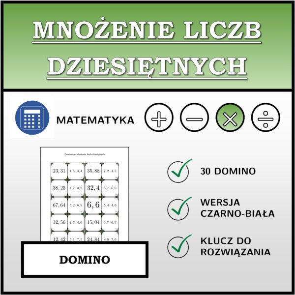 Domino - Mnożenie liczb dziesiętnych | matematyka
