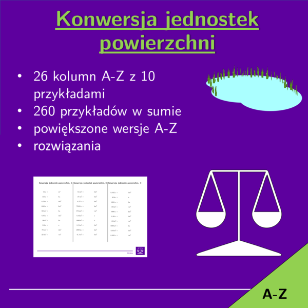 Konwersja jednostek powierzchni | matematyka | 26 kolumn