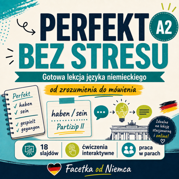 Perfekt bez stresu – gotowa lekcja języka niemieckiego A2 | 90 minut