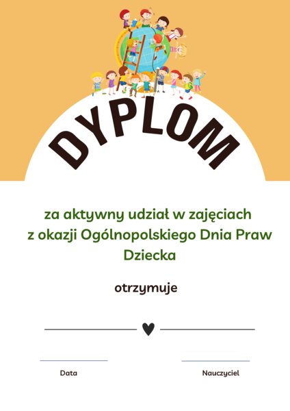 dyplom DZIEŃ PRAW DZIECKA