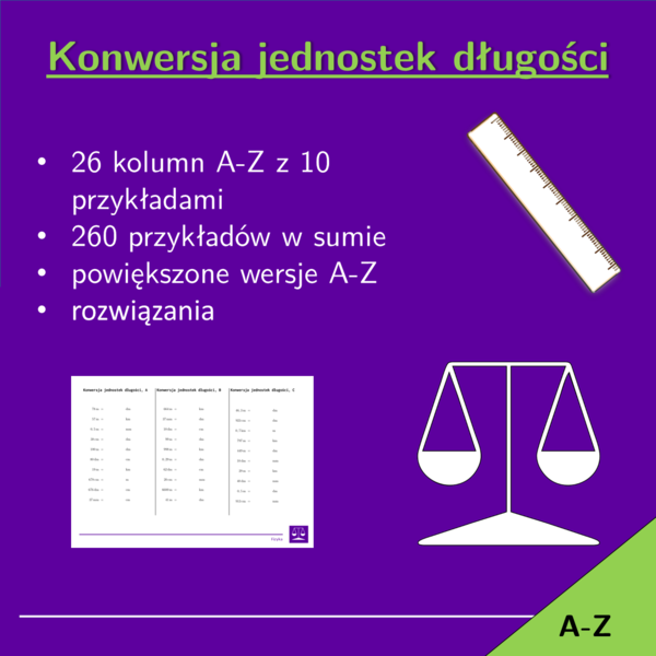 Konwersja jednostek długości | matematyka | 26 kolumn