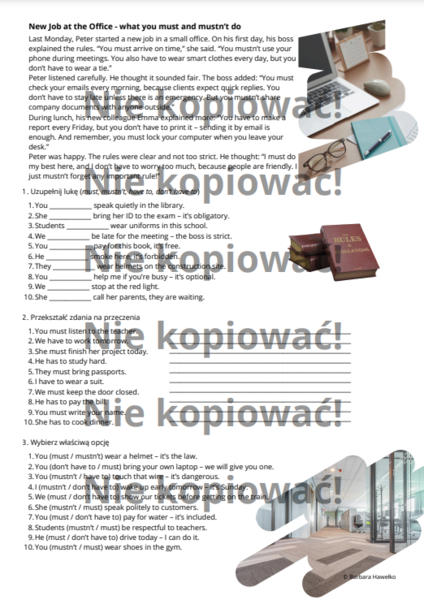 Karta pracy: Must czy Have to? B1