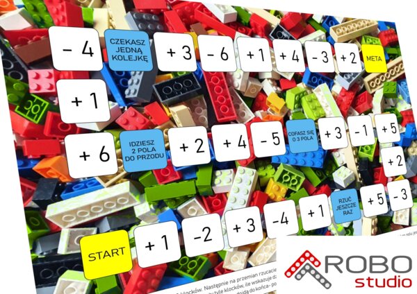 Gra planszowa LEGO matematyka: dodawanie i odejmowanie. Dzień klocków LEGO