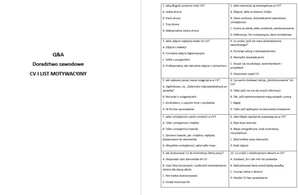 Q&A Pytania abcd do tematu CV i List motywacyjny