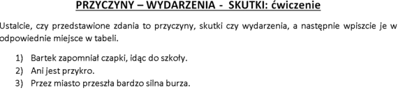 Ciągi przyczynowo-skutkowe ćwiczenia