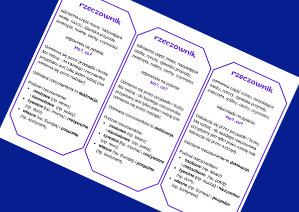 RZECZOWNIK – części mowy – wklejka – wklejki – egzamin – powtórzenie