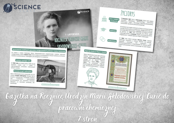Gazetka na Rocznicę Urodzin Marii Skłodowskiej-Curie do pracowni chemicznej