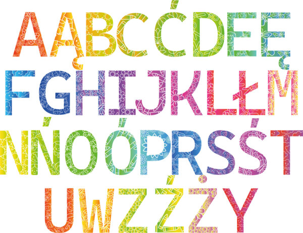 Alfabet polski kolorowy do napisów