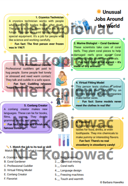 Unusual Jobs Around the World Reading & Exercises A2