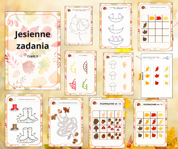Jesienne karty pracy dla przedszkolaków cz.II