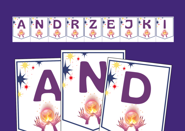 ANDRZEJKI – biblioteka – świetlica – przedszkole – GIRLANDA – gazetka – wersja 1