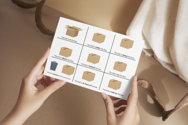 The ball and the box - prepositions of place (przyimki miejsca)