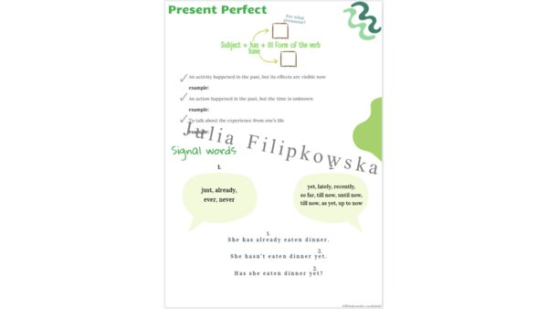 Present Perfect/ Zestaw zadań/ Teoria i Praktyka/ Teoria/ Theory/ Zadania/ Pakiet/ Karta pracy/Speaking/ Gramatyka/ Grammar/ English Grammar/ Matura/ Notatka/ SP 7-8/ SP 8/ Klasy 7-8/ Klasa 8/ Gotowa lekcja/Liceum/ LO