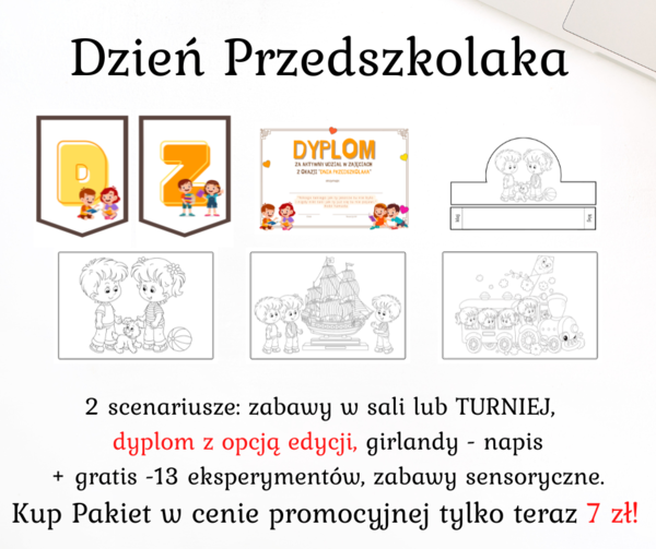 Dzień Przedszkolaka - dyplomy, medale, zabawy, girlandy