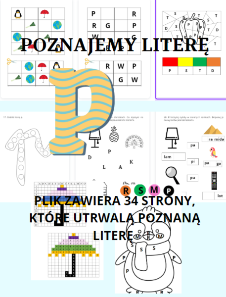 LITERA P - ćwiczenia dla przedszkolaków, zerówki