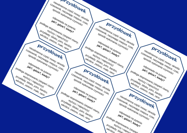 PRZYSŁÓWEK – części mowy – wklejka – wklejki – egzamin – powtórzenie