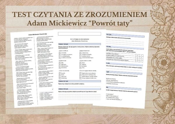 "Powrót taty" - test czytania ze zrozumieniem