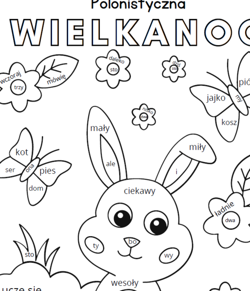 Części mowy - kolorowanka, Wielkanoc, egzamin ósmoklasisty