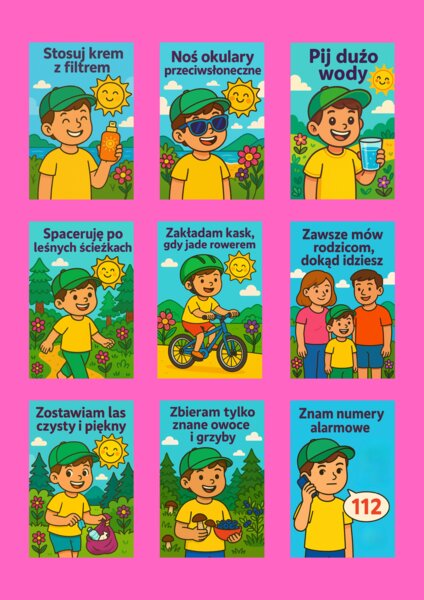 🏖️ Bezpieczne wakacje – 13 kolorowych kart edukacyjnych! ☀️🌳
