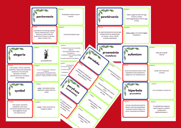 ŚRODKI POETYCKIE - fiszki – klasy 7-8 – egzamin – powtórzenie - 12 str.