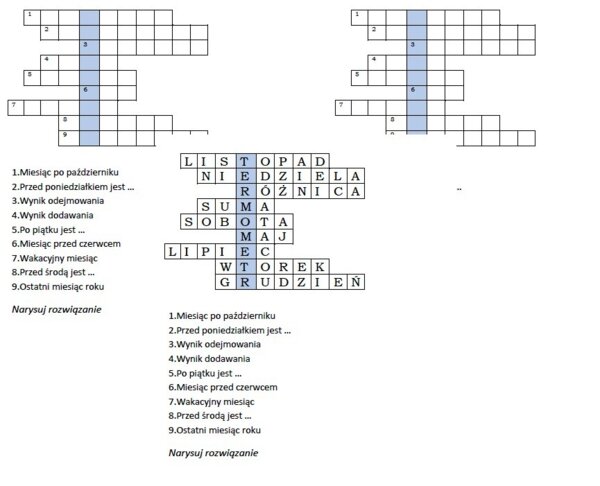 Logogryf dla klasy 2 z hasłem Termometr