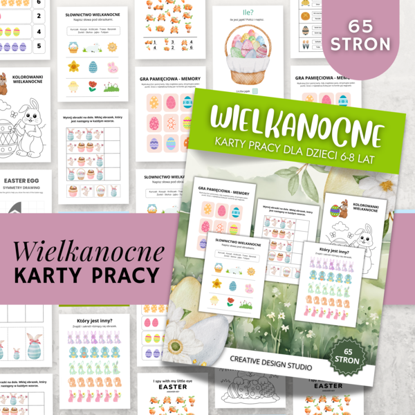Wielkanocne Karty Pracy w języku polskim 65 stron PDF 