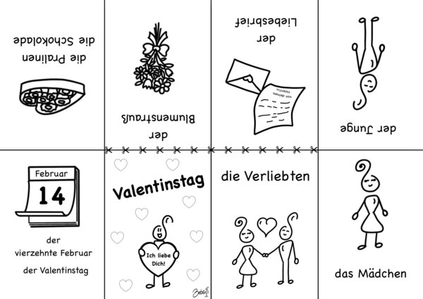 Valentinstag Minibuch Vokabeln