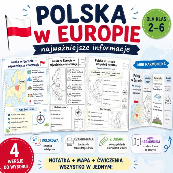 Wklejka do zeszytu. Polska w Europie