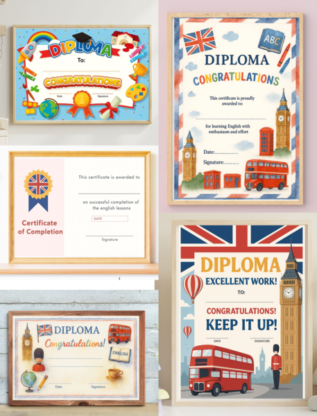 Zestaw Dyplomów / English Diploma na zakończenie Roku