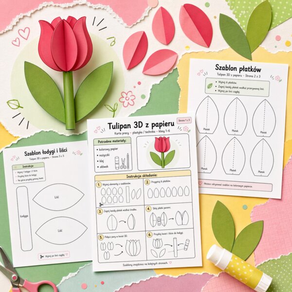 Tulipan 3D z papieru