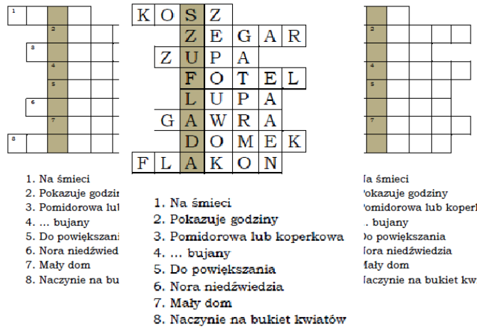 Logogryf dla klasy 1 - dwuznak sz