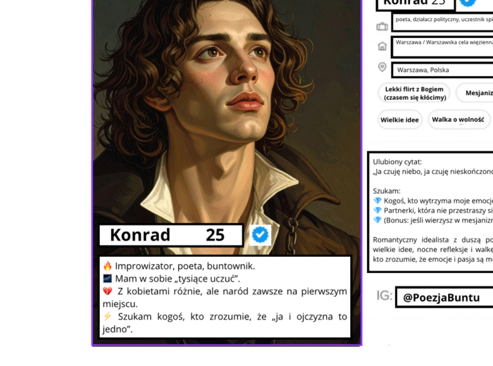 Profil bohatera literackiego na Tinderze - scenariusz ćwiczenia + szablon
