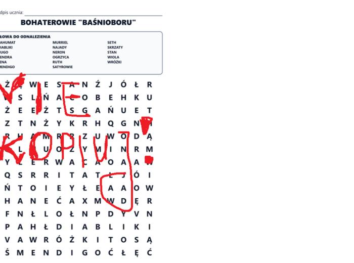 Brandon Mull, Baśniobór - wykreślanka