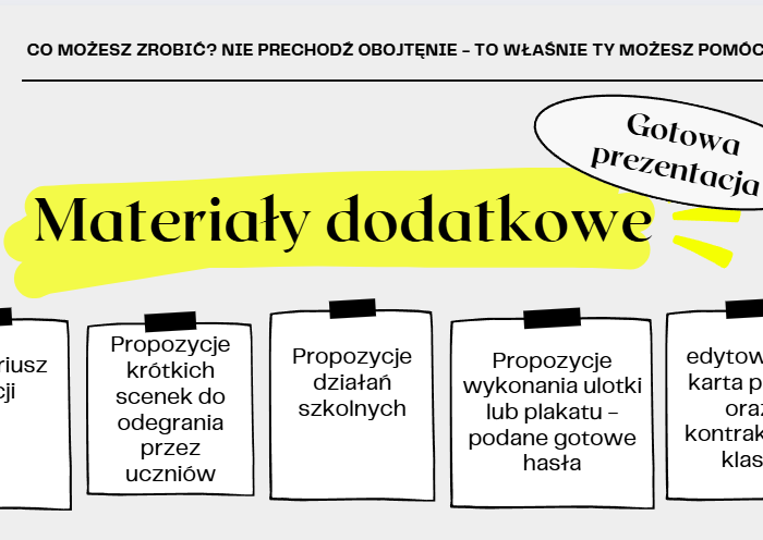 Stop wykluczaniu - duży pakiet materiałów - prezentacja, scenariusz, działania szkolne, edytowalne karty