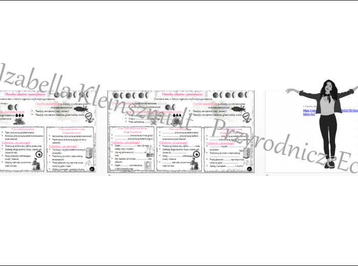 Minizestaw na temat „Choroby zakaźne i pasożytnicze” – sketchnotka + karta pracy w power point + gratisowy link do prezentacji multimedialnej niekomercyjnej wykonanej w genial.ly do indywidualnego pobrania i użycia do celów niekomercyjnych. Przyroda 4, d