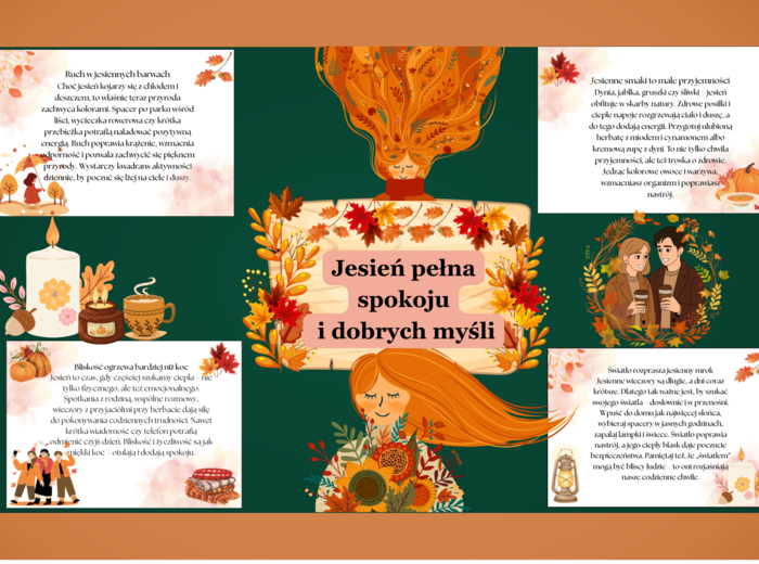 📘 Gazetka „Jesień pełna spokoju i dobrych myśli”-17 stron do druku| Format A4 i mniejszy| Idealna zarówno dla starszych jak i młodszych klas